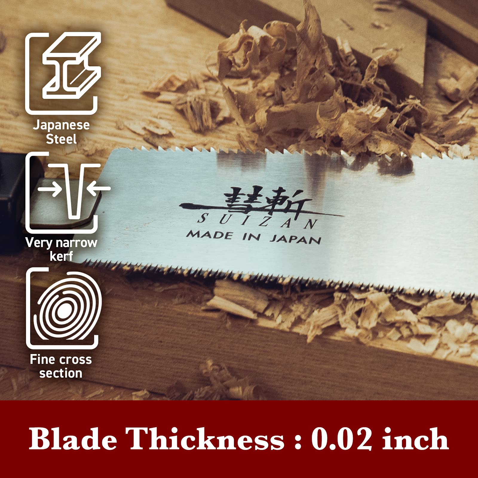 SUIZAN Ryoba 7in pull saw in a woodworking scene