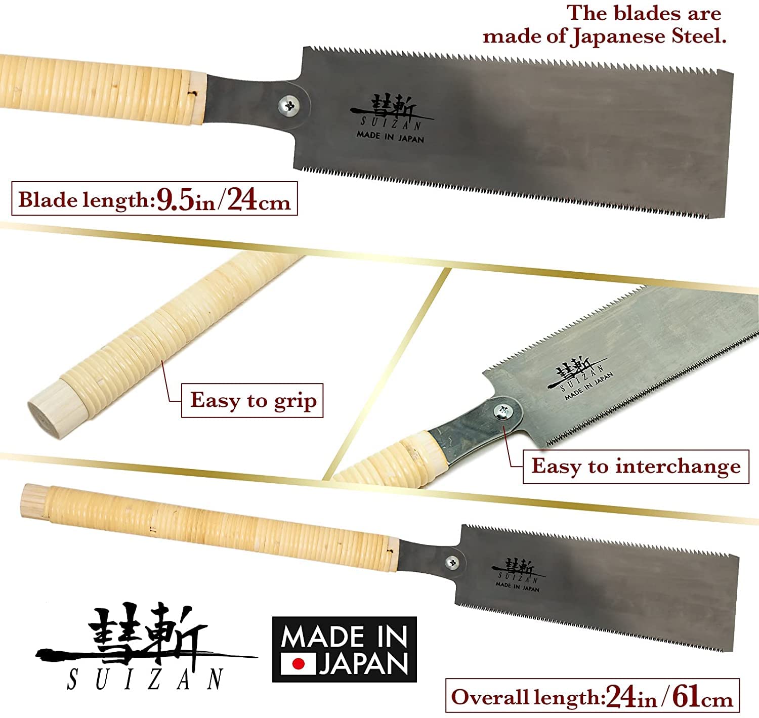 SUIZAN Ryoba pull saw in use cutting wood for clean, smooth joints.