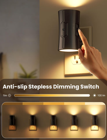 Sujeet 90-degree swivel plug night light prevents outlet blockage.