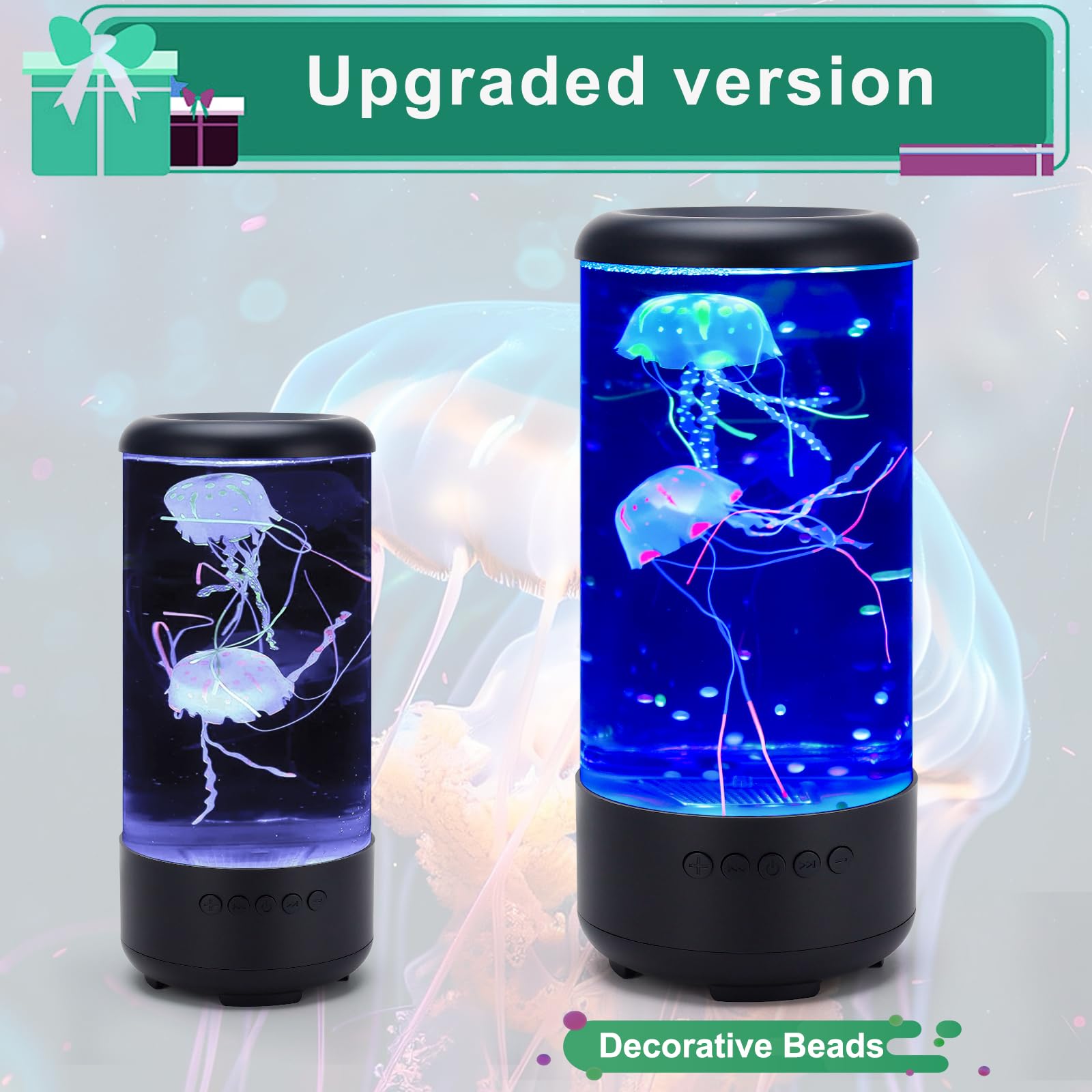 SUKIND Jellyfish Lamp with decorative beads enhances light's charm.