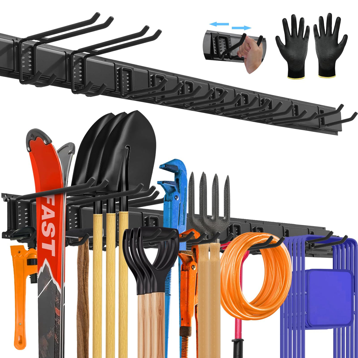 SUKIZZ 64'' wall tool organizer mounted on a garage wall for clutter-free space.