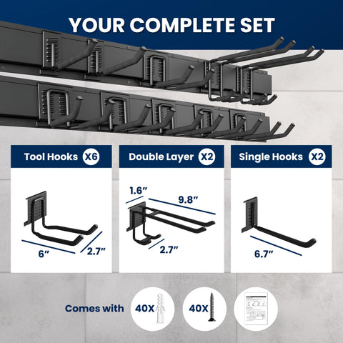 SUKIZZ garage storage setup keeps yard and garden gear accessible.