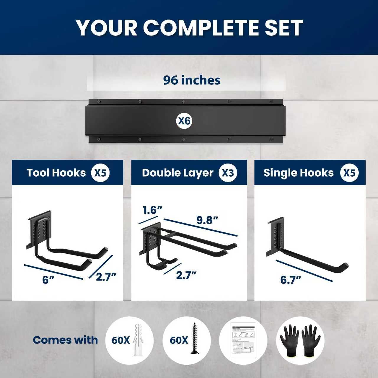 SUKIZZ heavy-duty tool rack holds up to 960 pounds for secure storage.