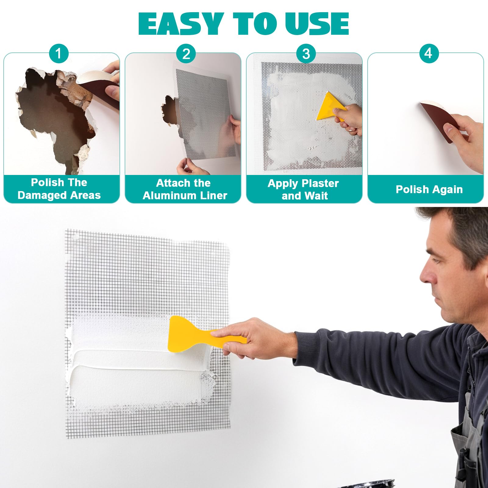 sulataya 400-grit sandpaper for fine surface prep before plaster