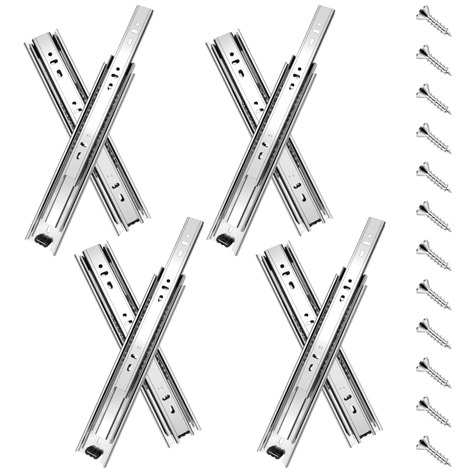 Sulawskys 16in drawer slides front view showing full-extension capability for easy access.