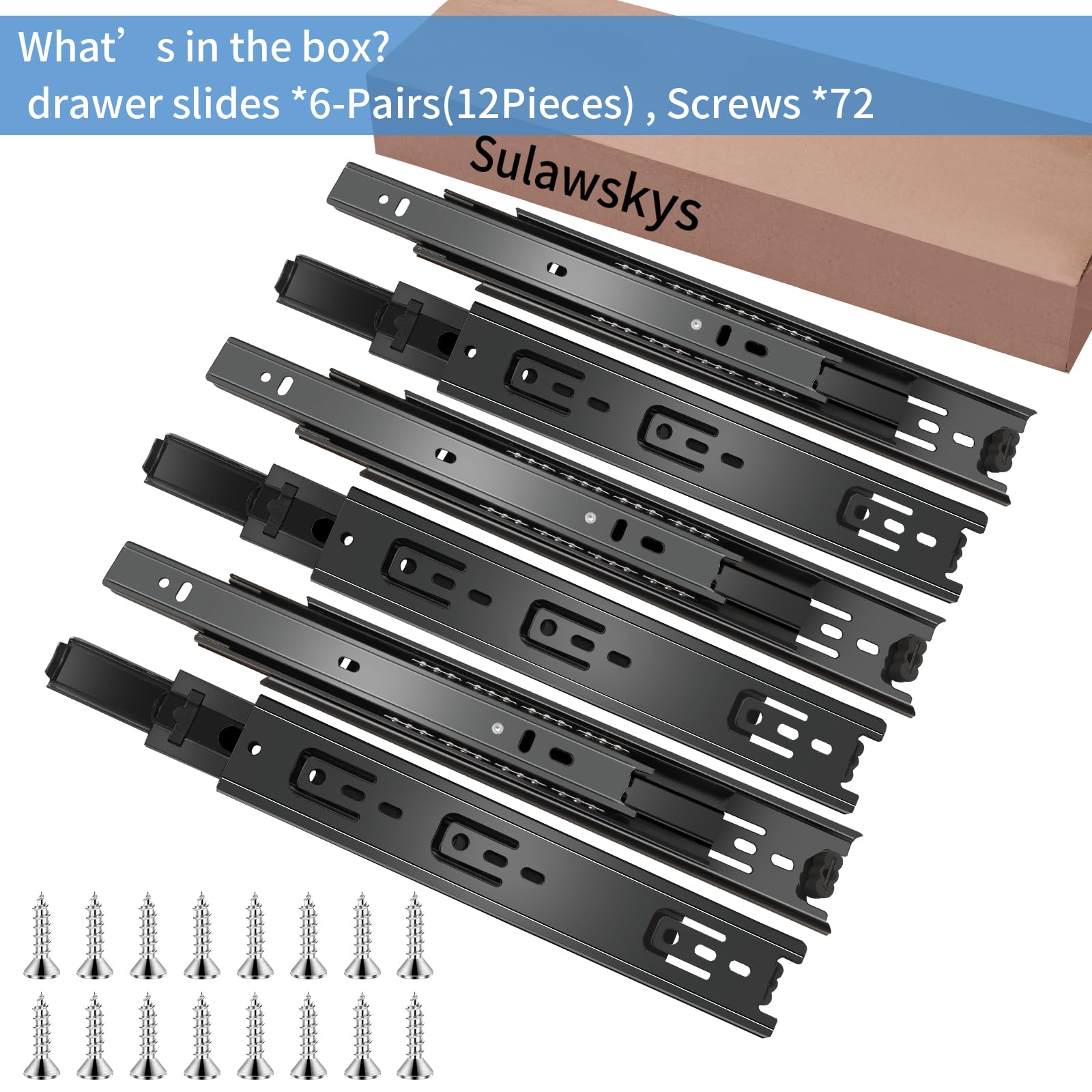 Sulawskys six-pair set included for complete drawer upgrade.