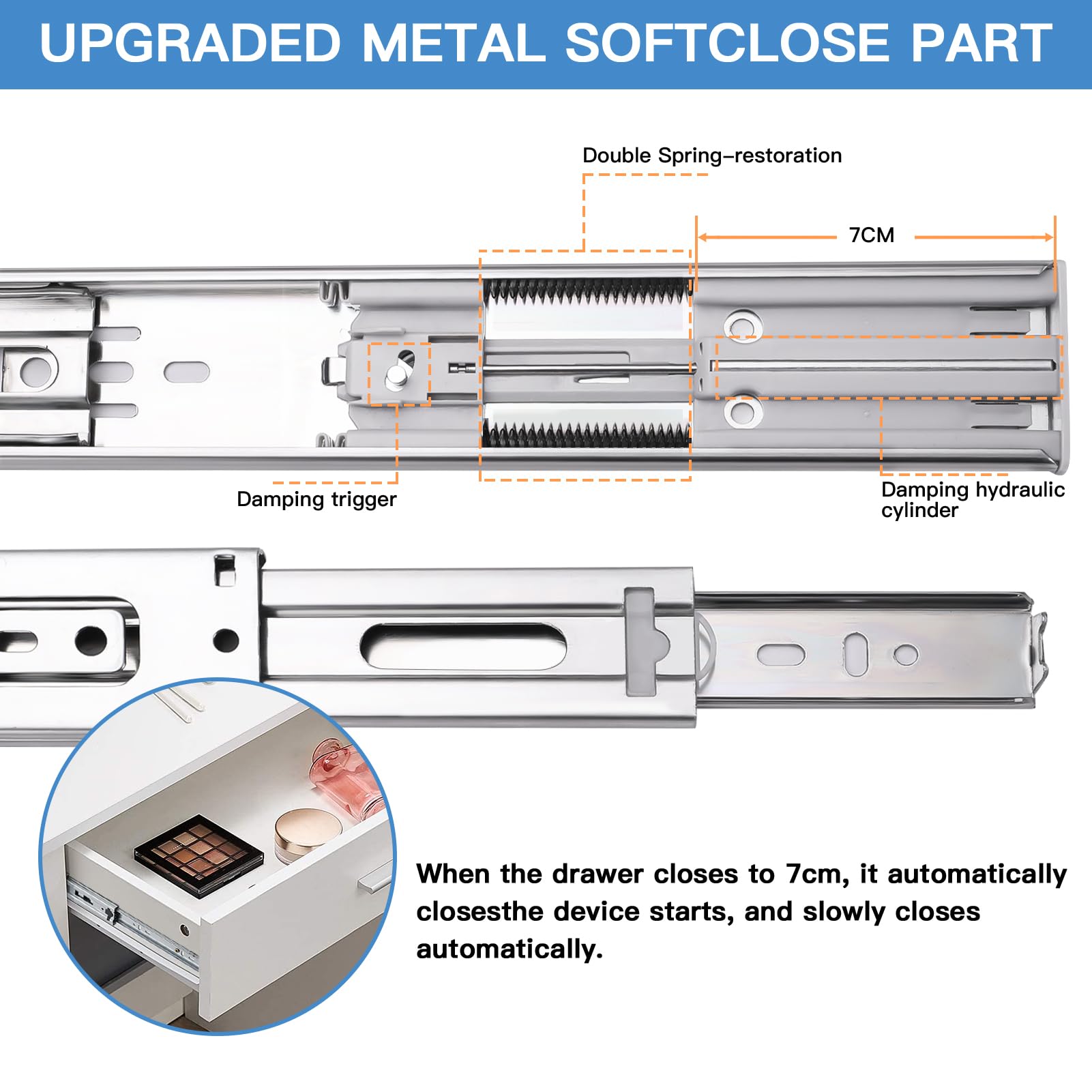 Sulawskys soft-close drawer slides demonstrate silent drawer closing with smooth action.