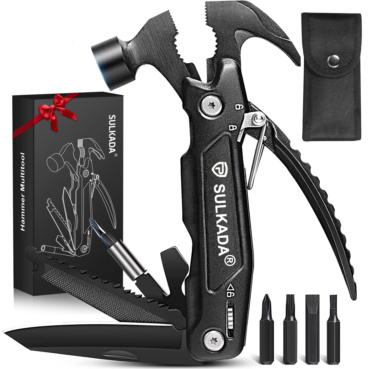 SULKADA 15-in-1 multitool hammer in action for versatile camping repairs.