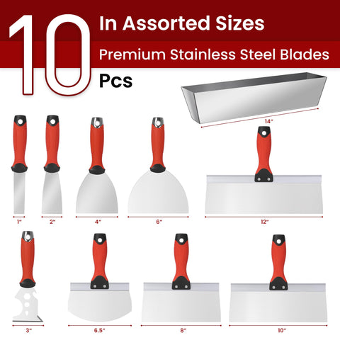SUMED drywall tool kit with 8-12 inch taping knives for fast, even seams.