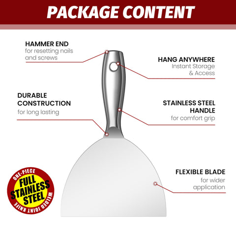 SUMED putty knife 4-inch blade handles medium drywall tasks.