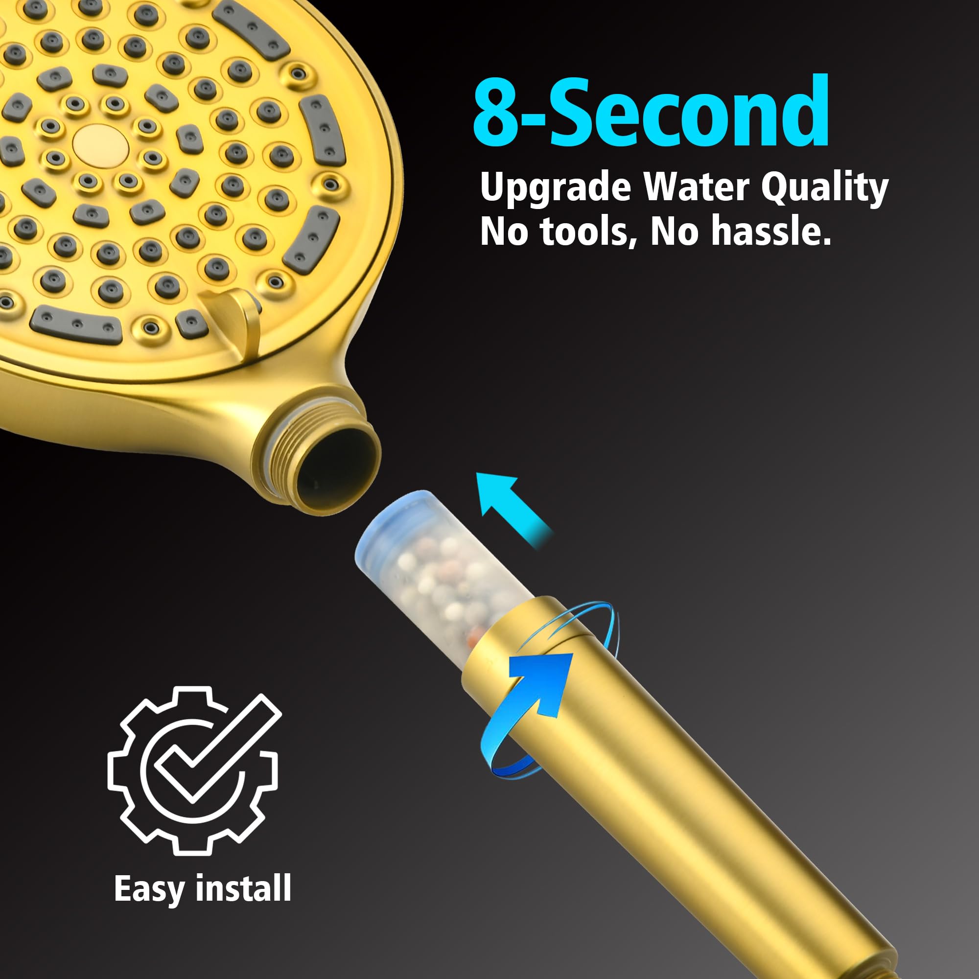 Sumerain brushed gold two-in-one valve offers quick control of head and tub spout