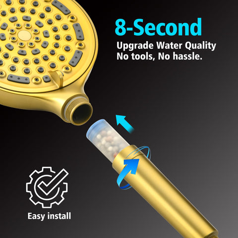 Sumerain brushed gold two-in-one valve offers quick control of head and tub spout
