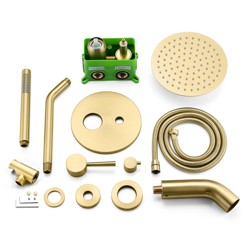 SUMERAIN brushed-gold water flow detail highlights modern bathroom upgrade potential.