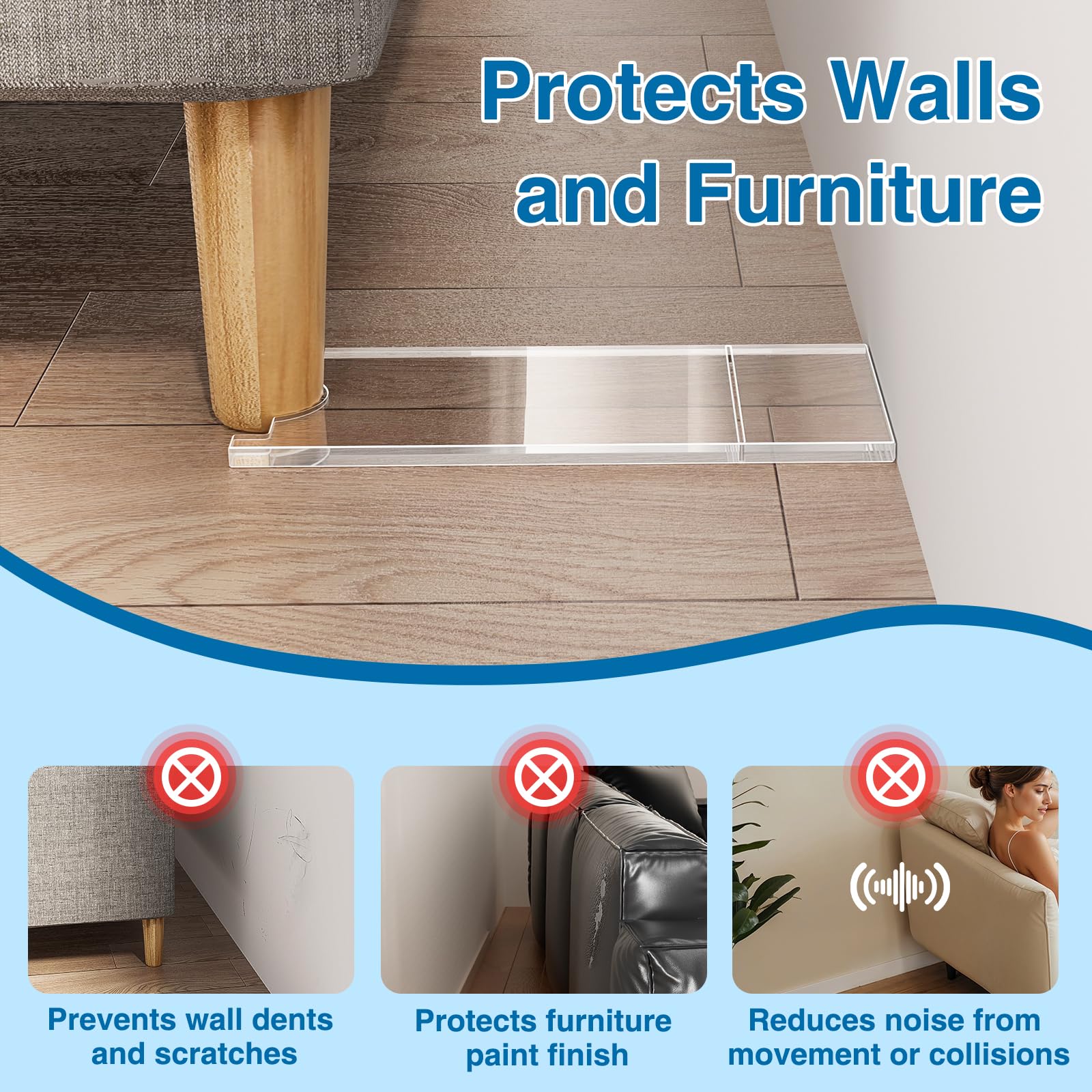 Sumglicie universal furniture wall spacer fits sofa, bed, cabinet legs