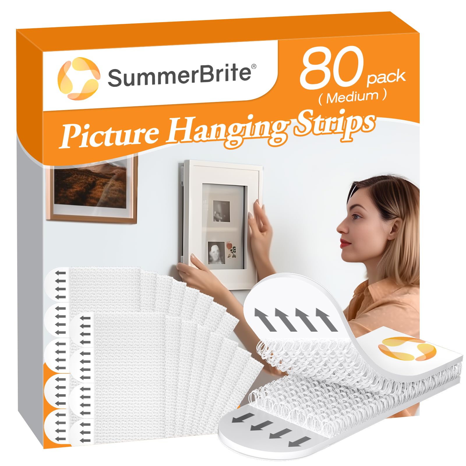 SummerBrite picture hanging strips pack enabling damage-free wall mounting