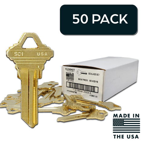 Brass finish blank keys from SUMMIT DOORWARE add professional style to your key collection