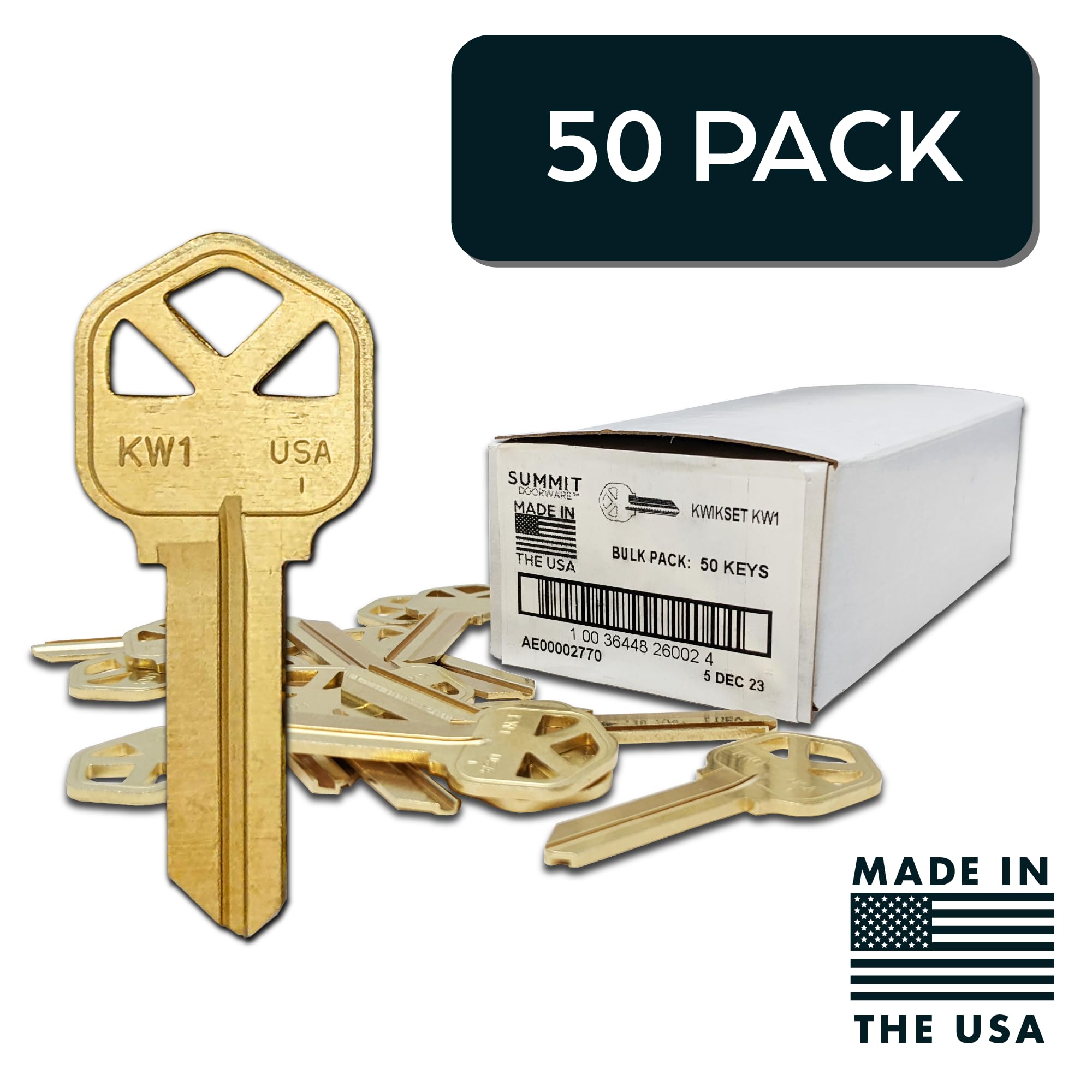 SUMMIT DOORWARE brass KW1 blanks in hand ideal for quick locksmithing and DIY cuts