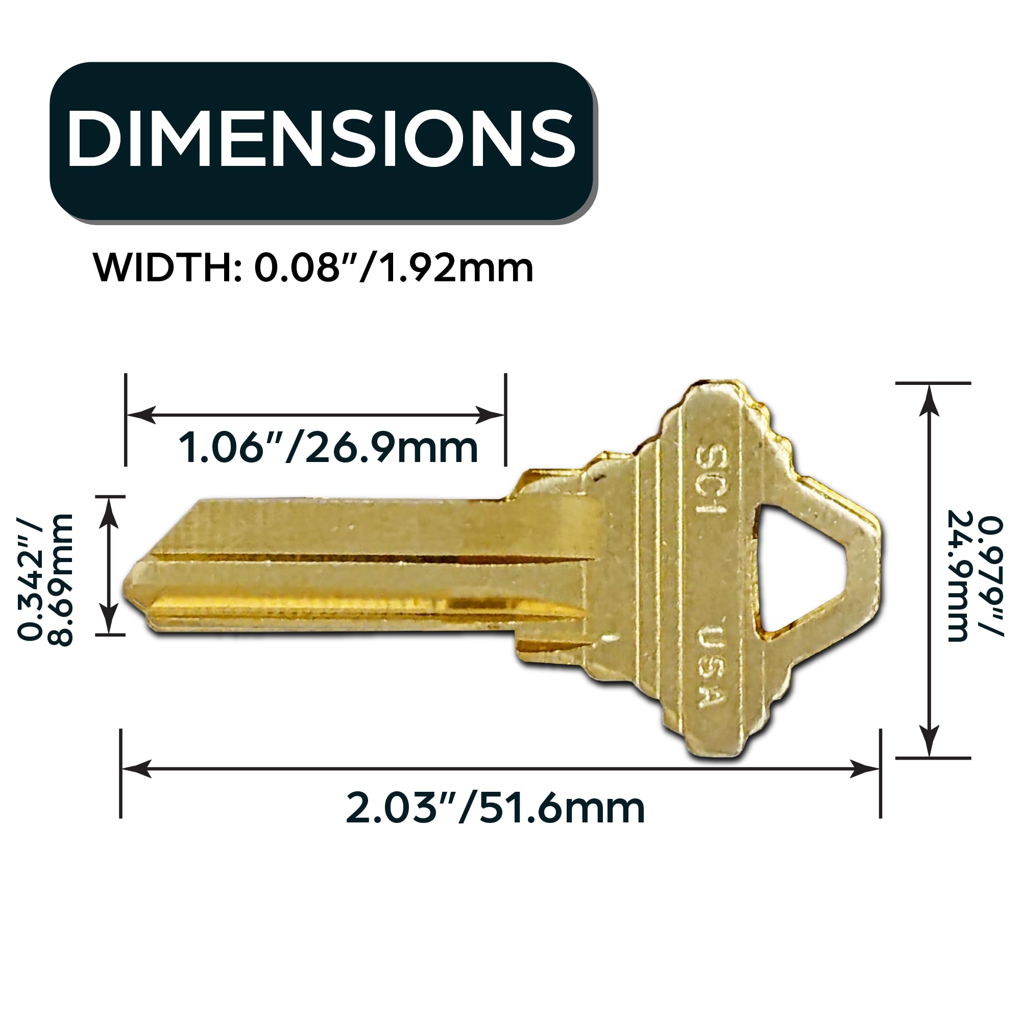 SUMMIT DOORWARE Schlage SC1 blanks compatible with 5-pin locks for quick replacements