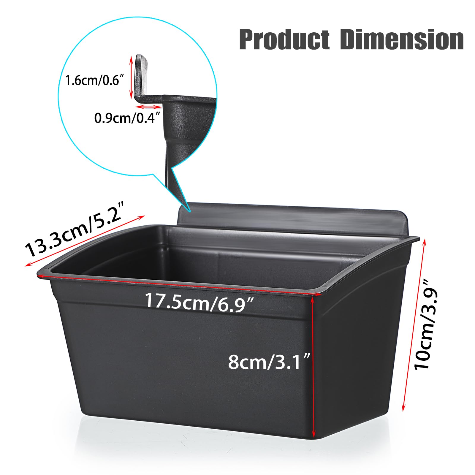 Sumnacon slatwall bin open-top design enables easy item retrieval.