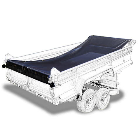 SUMORISE 7'X18' dump trailer tarp front view showing durable mesh protection against wind