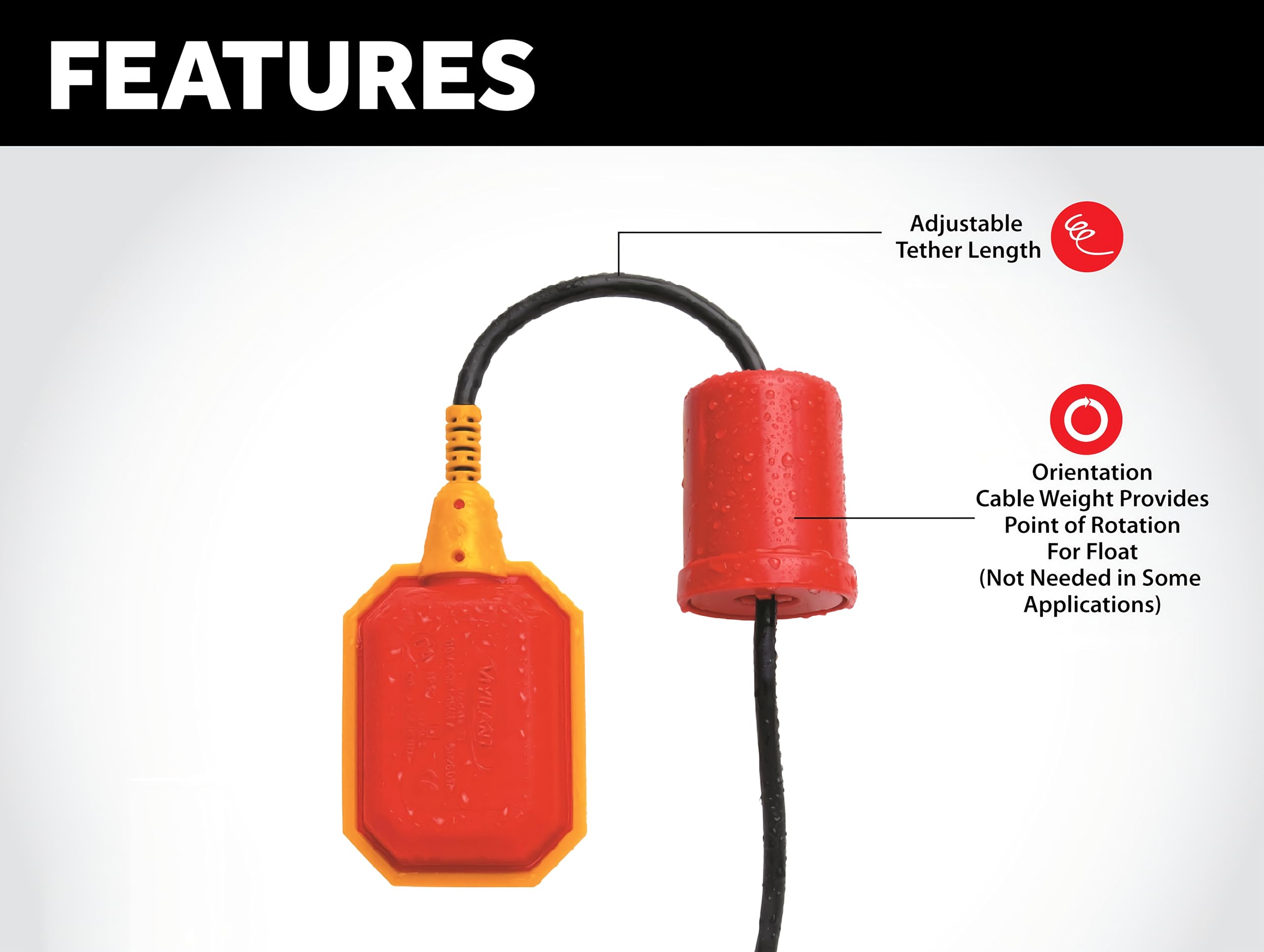 Sump Alarm adjustable tether highlights easy installation across varying tank depths