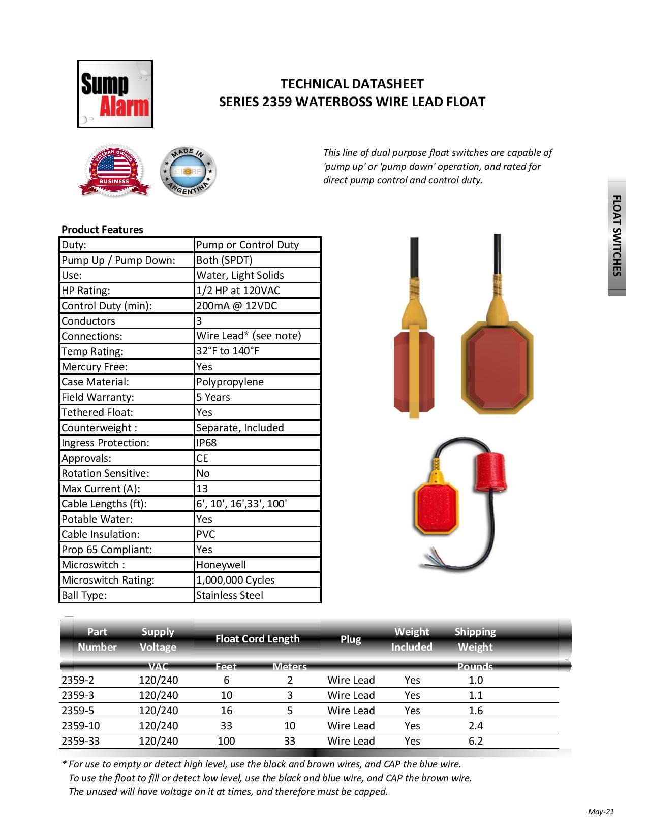 Sump Alarm adjustable tether extending reach for various depths