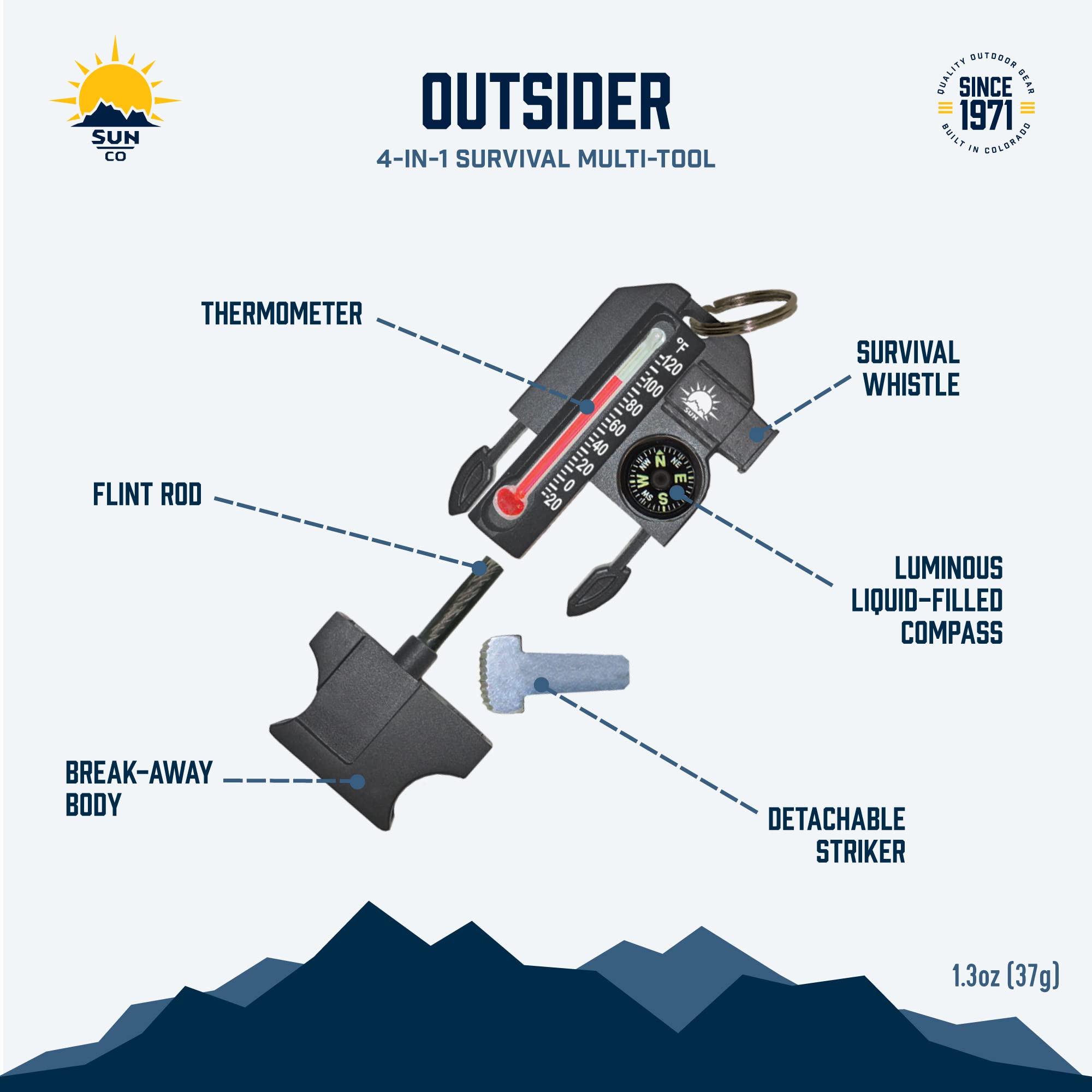 Sun Company Outsider clip-ready setup for jacket or pack attachment