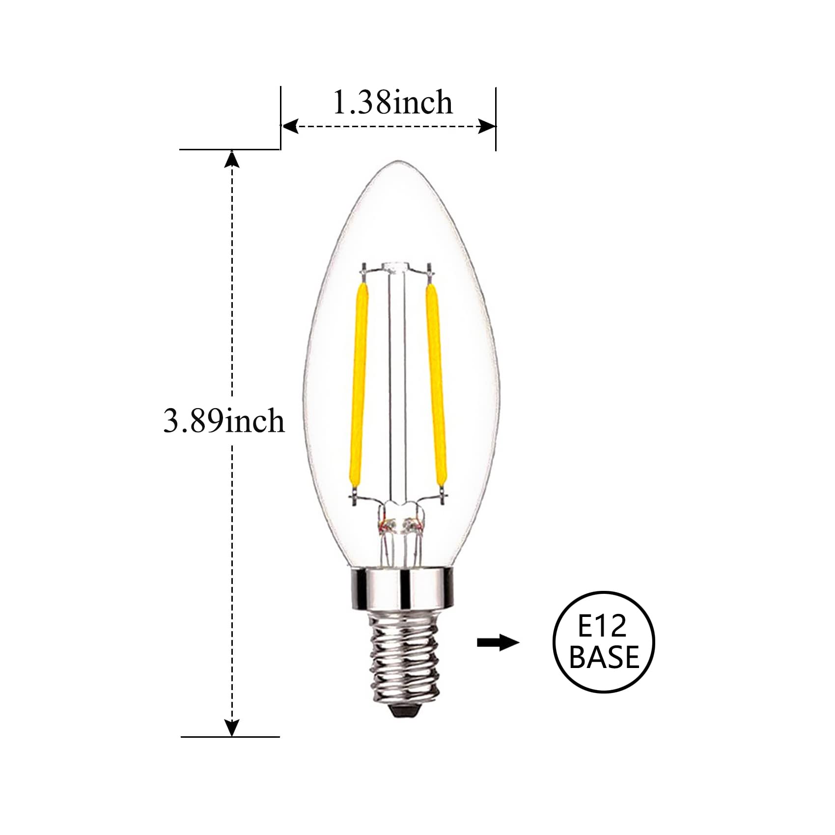 Sunaiony dimmable LED candelabra bulb with 360-degree beam for mood lighting.