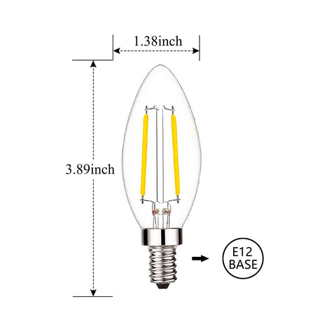 Sunaiony dimmable LED candelabra bulb with 360-degree beam for mood lighting.