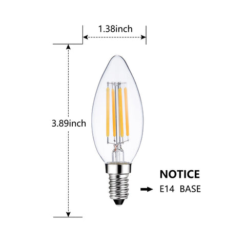 Sunaiony E14 clear glass 2700K bulb with inviting glow.