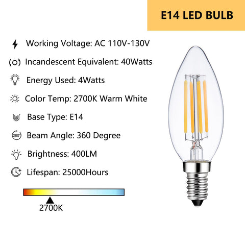 Sunaiony E14 dimmable LED candle bulb for adjustable mood lighting.