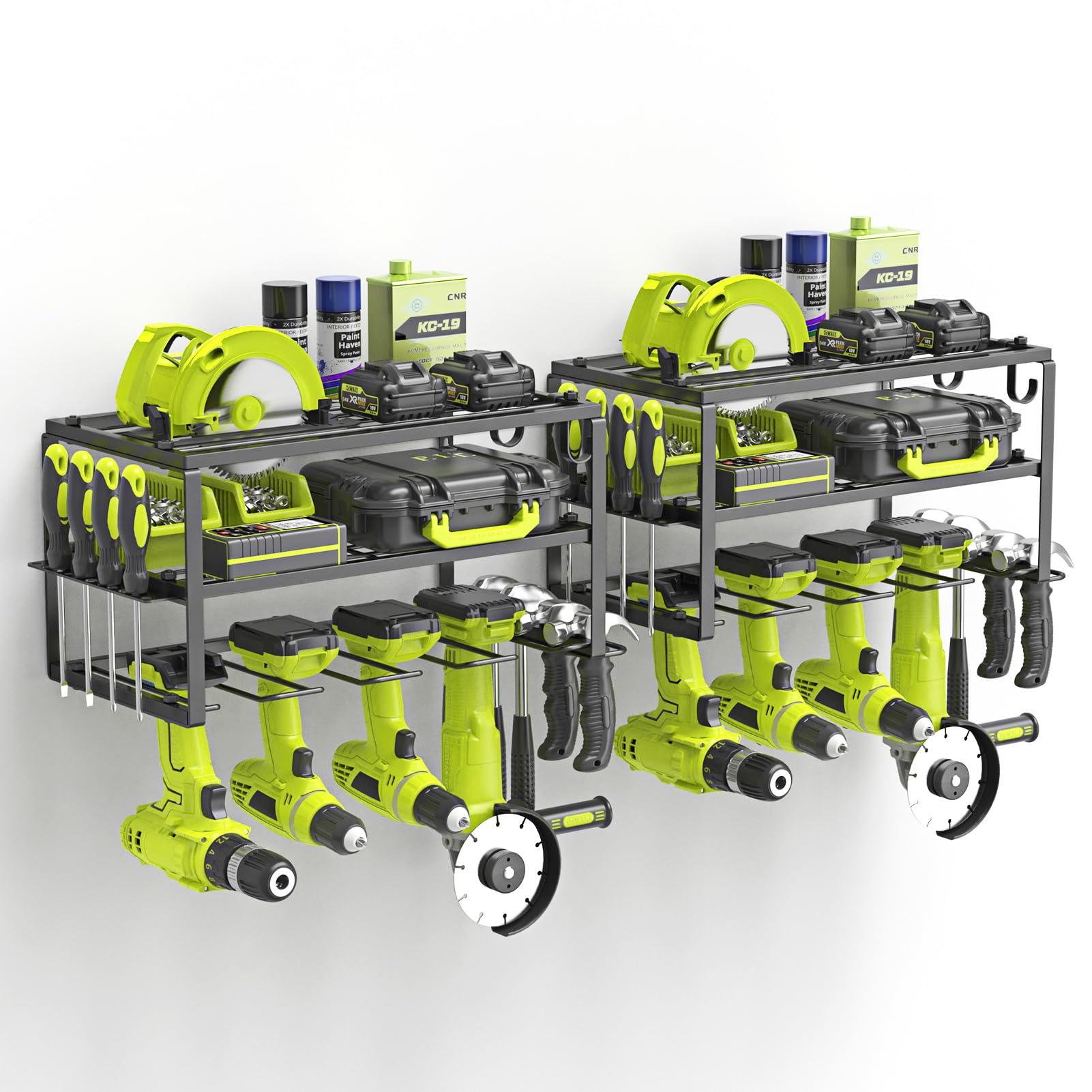 SUNALLY 3-Tier Tool Organizer on wall maximizing storage space