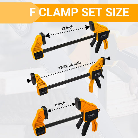 Sunbaba 12 inch bar clamp in action provides quick one handed tension
