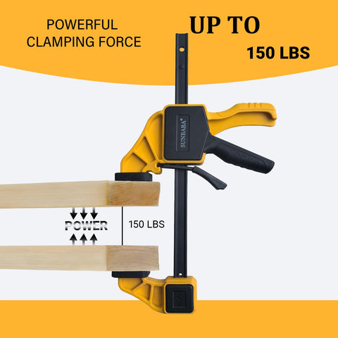 Sunbaba 6 inch bar clamp close up showing precise alignment