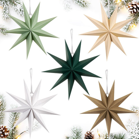 SunBeauty Sage Green 9-pointed star lanterns ready for cozy ambient lighting