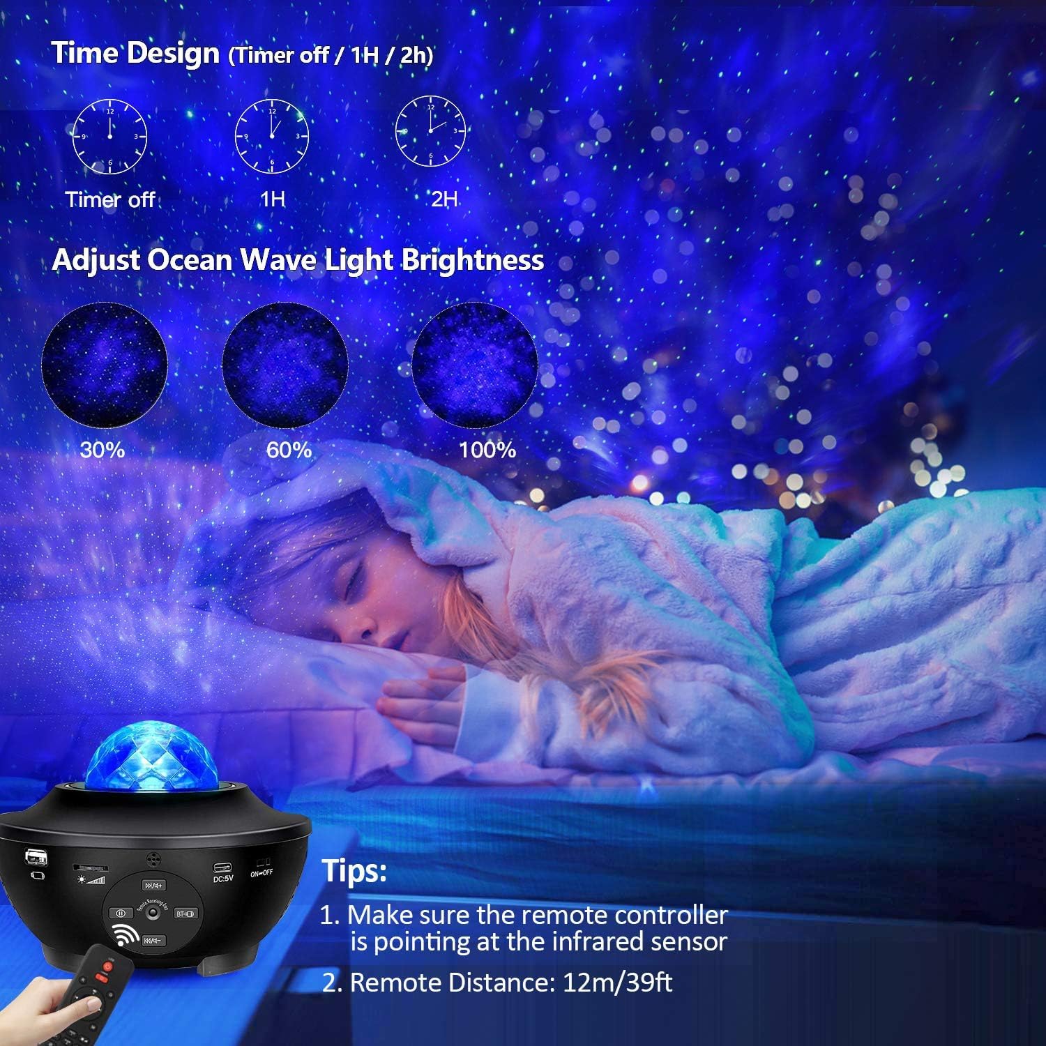 Sunbox Star Projector voice control enables hands-free light mode changes.