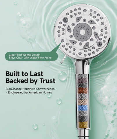 SunCleanse detachable shower head assembly ready for easy switching
