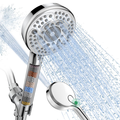SunCleanse handheld shower head with nine spray settings for versatile bathing