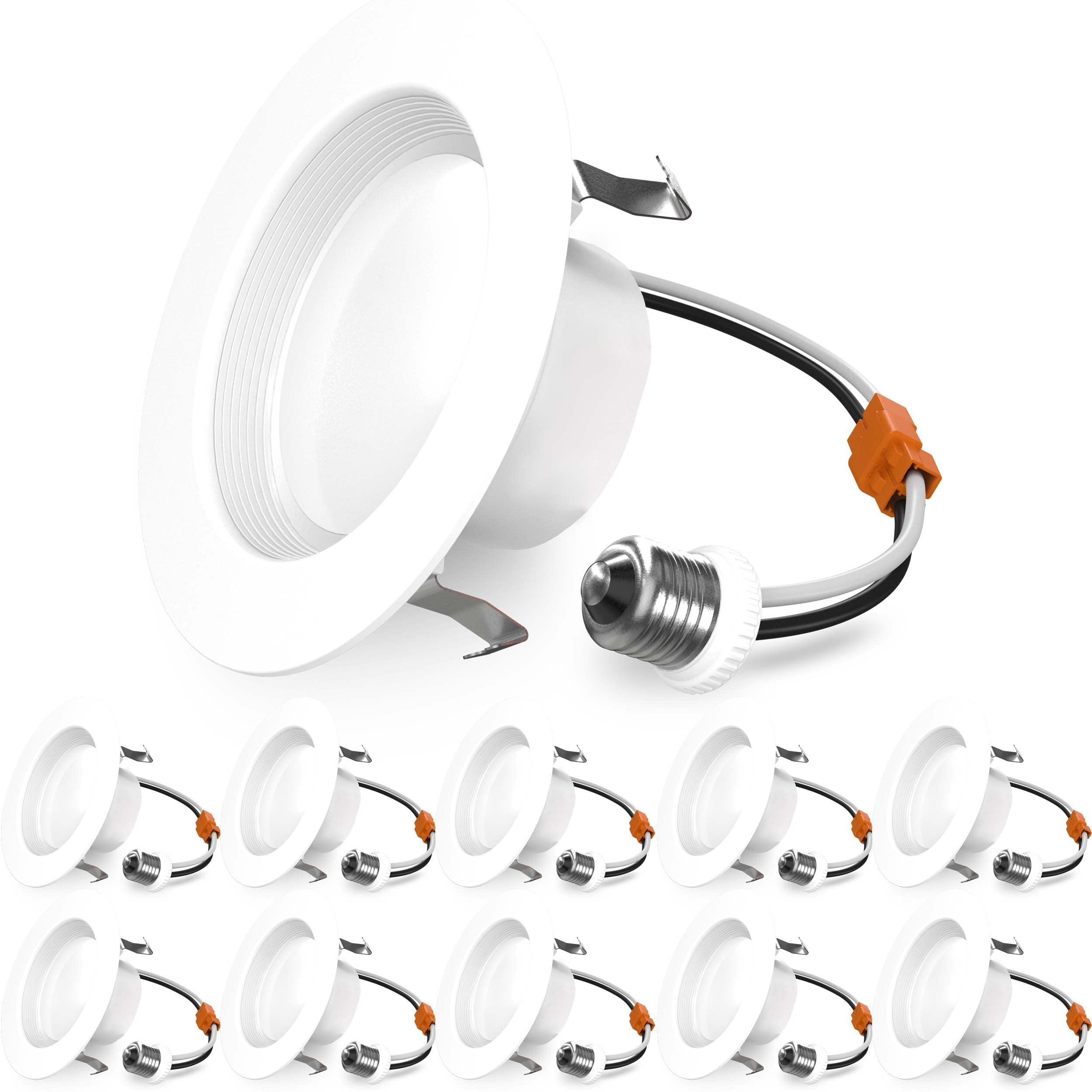 Sunco 10-pack 4-inch LED downlights with baffle trim for crisp, even ceiling illumination.