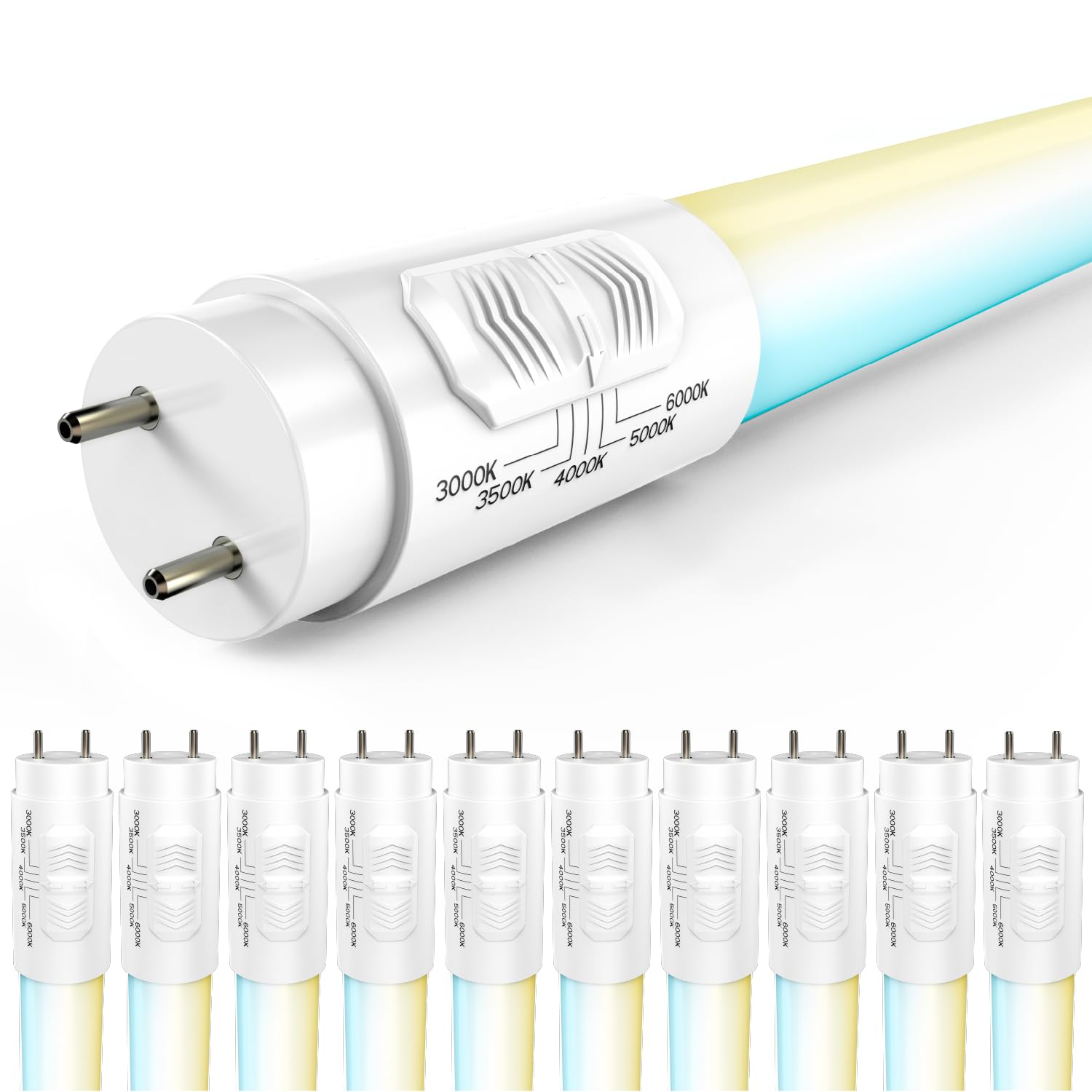 Sunco 10-pack T8 LED bulbs in product shot showing bright 4ft tubes