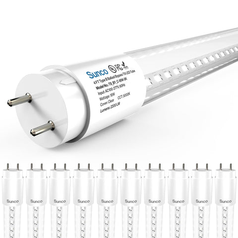 Sunco 10-pack T8 LED bulbs with ballast bypass for ballast-free retrofit