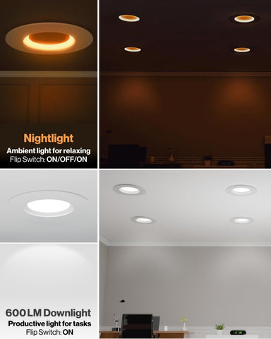 Sunco 4-inch recessed slim baffle night light with selectable CCT