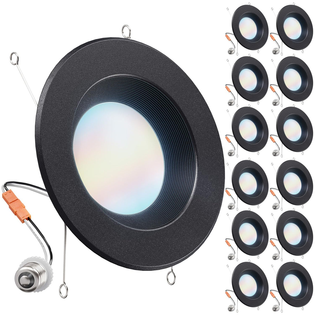 Sunco 12-pack black downlight with baffle trim offering adjustable ambiance