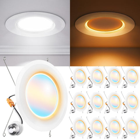 Sunco 12-pack 6-inch downlight with night light for ambient entryway illumination.