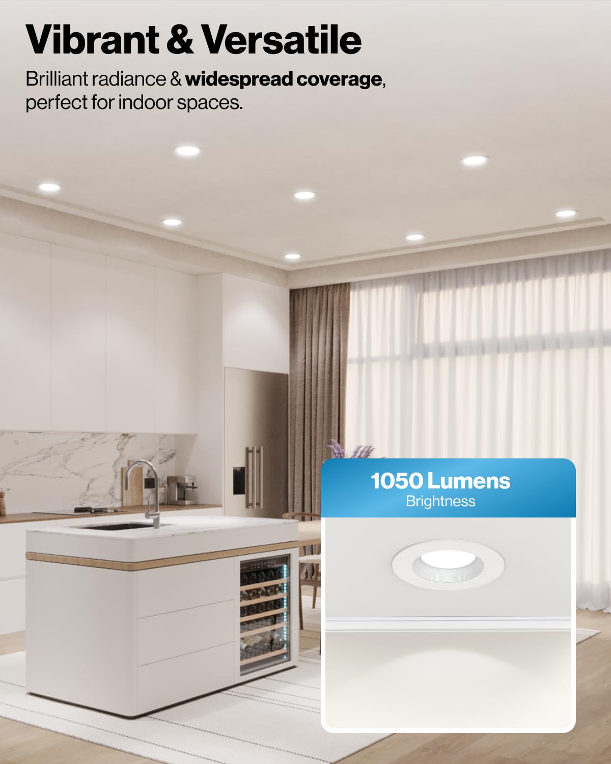 Sunco Lighting damp-rated label confirms suitability for bathrooms and kitchens