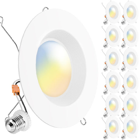 Sunco Lighting 12-pack 6-inch recessed downlight front view with bright, even illumination