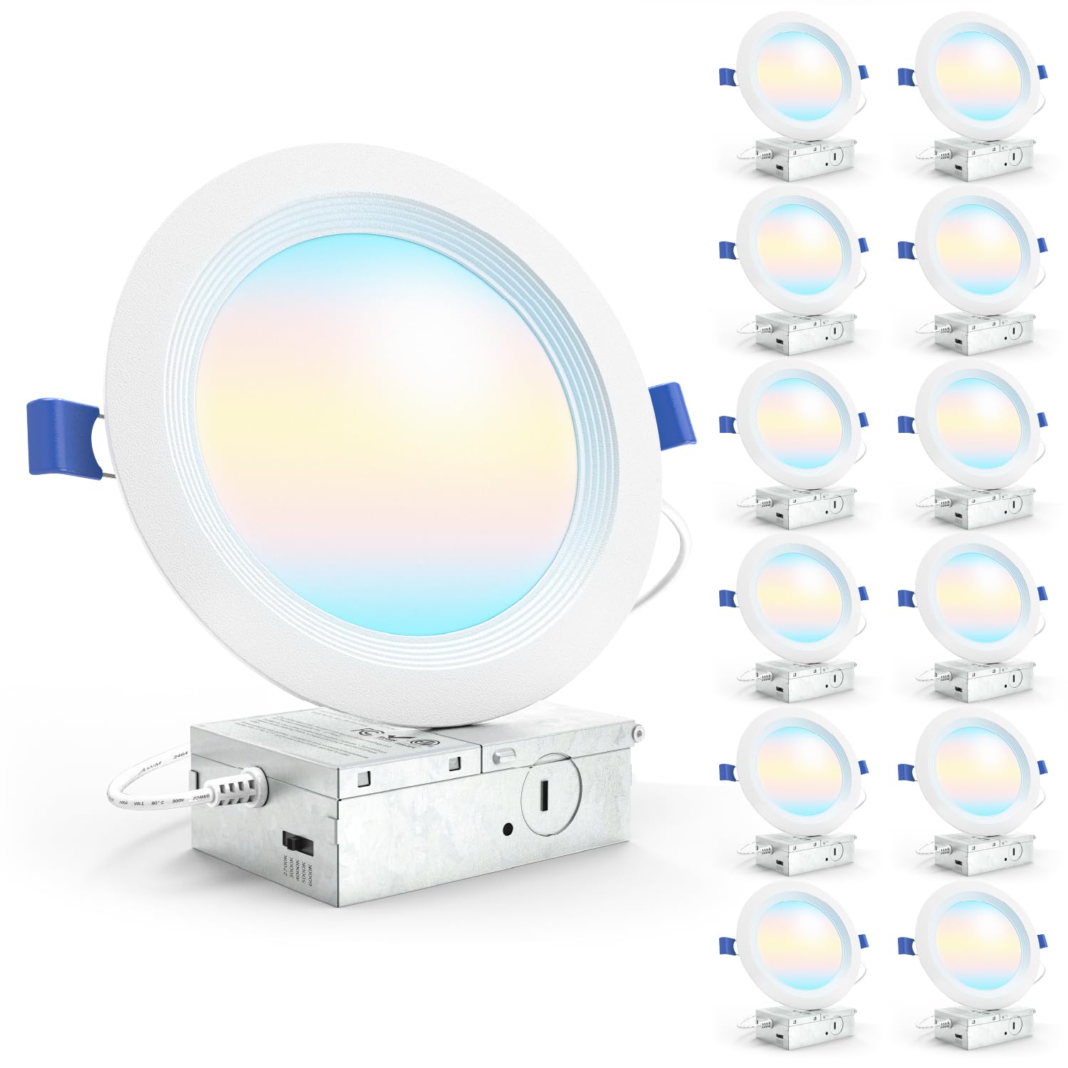 Sunco 12-pack 6in LED downlight with junction box for easy ceiling retrofit