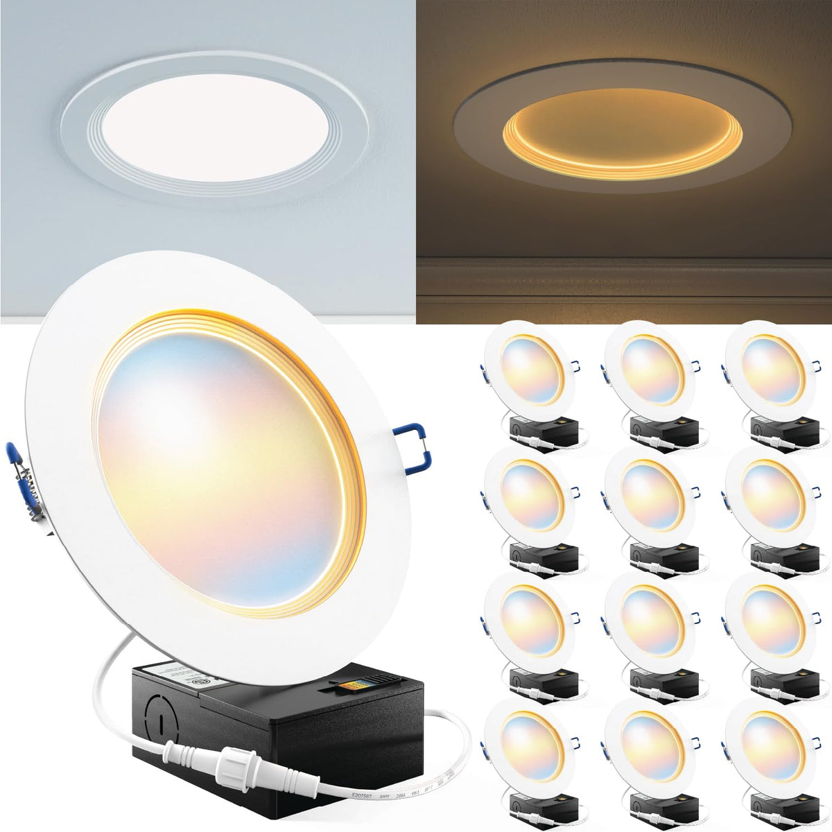 Sunco 12-pack 6-inch ultra-thin LED downlight pack shot for energy-efficient ceilings