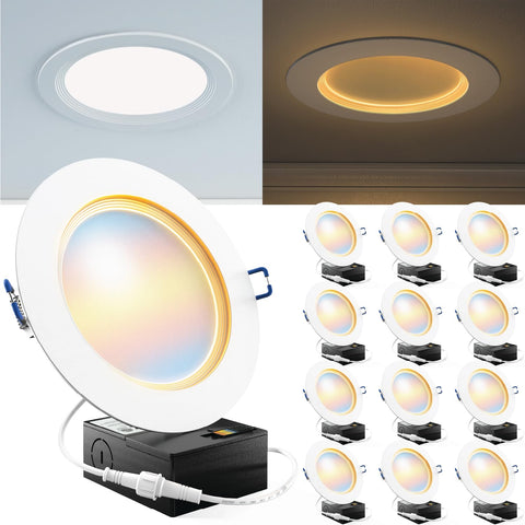 Sunco 12-pack 6-inch ultra-thin LED downlight pack shot for energy-efficient ceilings