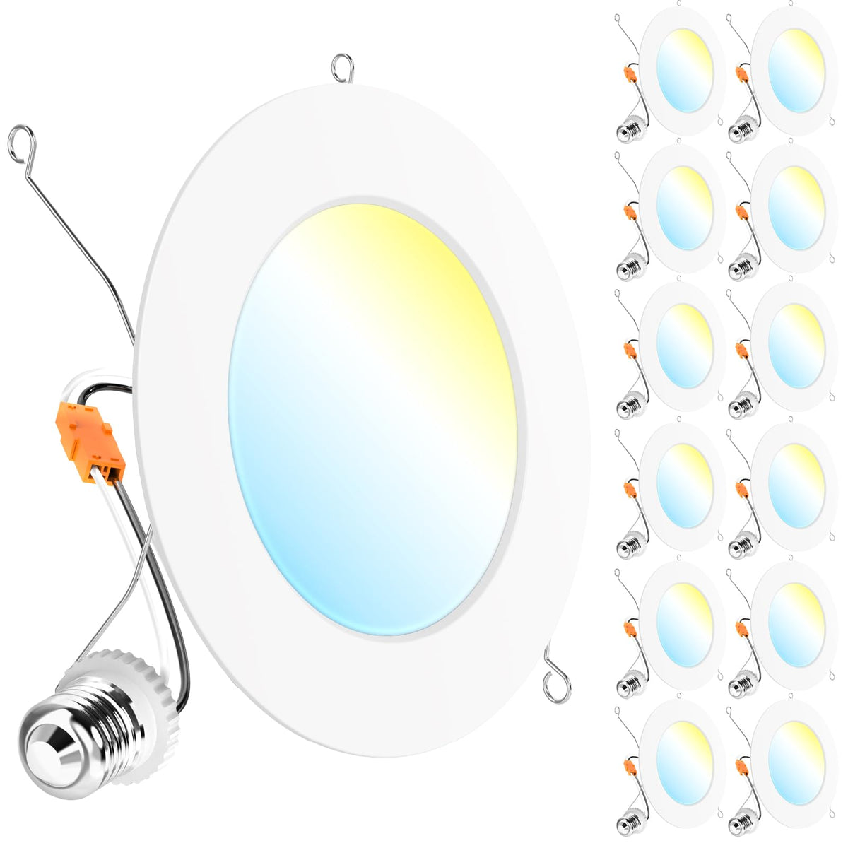 Sunco 12-pack 6-inch flat retrofit downlight for ceiling lighting efficiency.